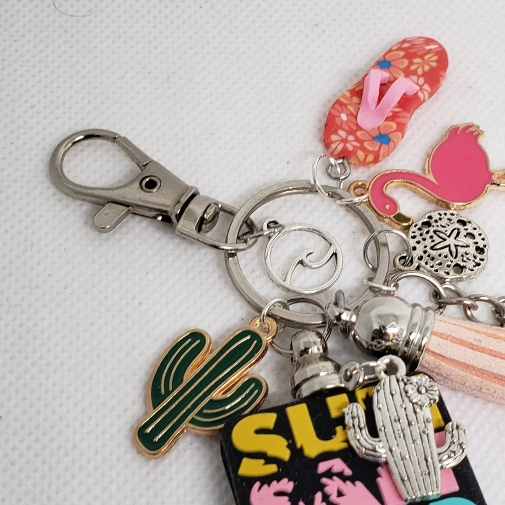 Handmade Sun Salt Sand Silicone Beaded Keychain